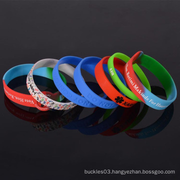 Factory promotional custom 1 inch silicone wristbands no minimum